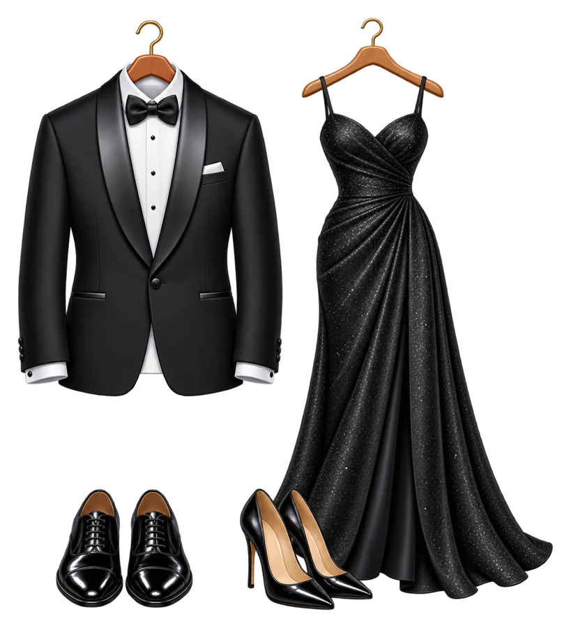 Strictly Black Tie outfit illustration