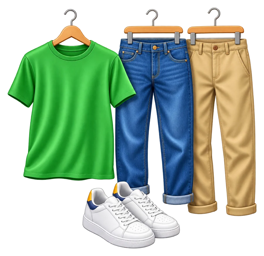 Provided T-shirt + Chinos or Jeans outfit illustration